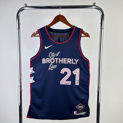 Philadelphia 76ers City Retro Blue #21 EMBIID NBA Season Jerseys 2024