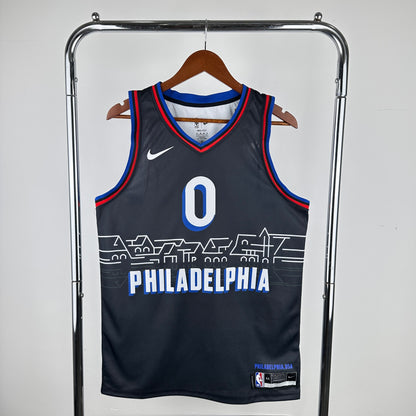Philadelphia 76ers City Retro Black #0 MAXEY NBA Season Jerseys 2021