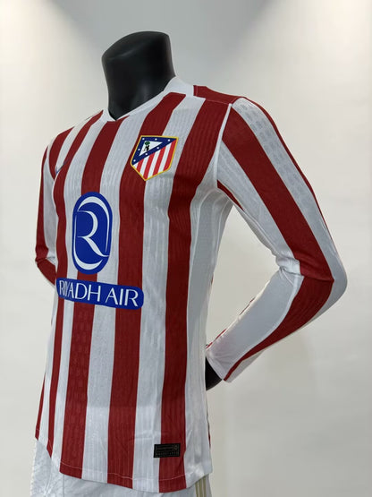 Atlético de Madrid 2025/2026 Home Long Sleeve Player Version Football Jersey