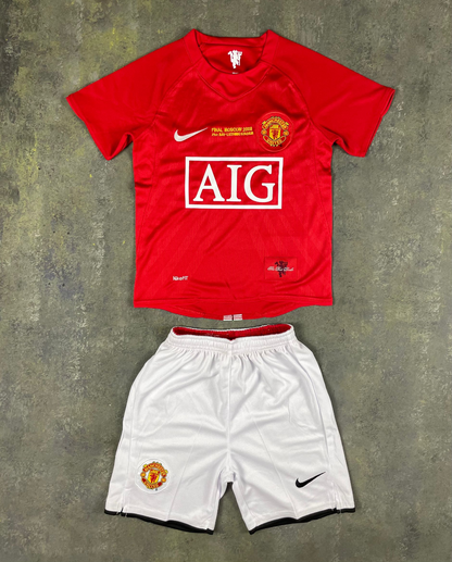 Retro Manchester united 2007/2008 Kids Home Football Jersey