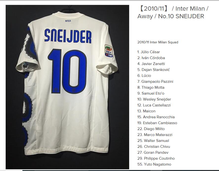 Retro Inter milan 2010/2011 Away Football Jersey
