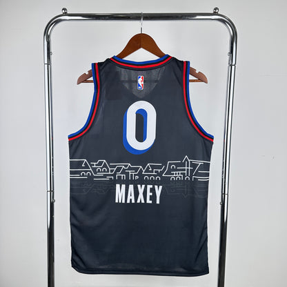 Philadelphia 76ers City Retro Black #0 MAXEY NBA Season Jerseys 2021