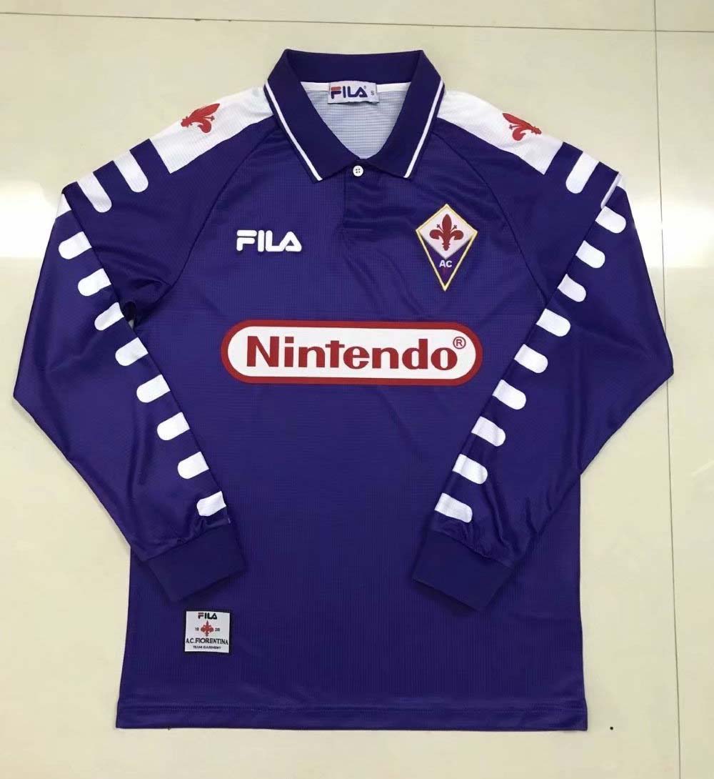 Retro Florence 1998/1999 Home Long Sleeve Fan Version Football Jersey