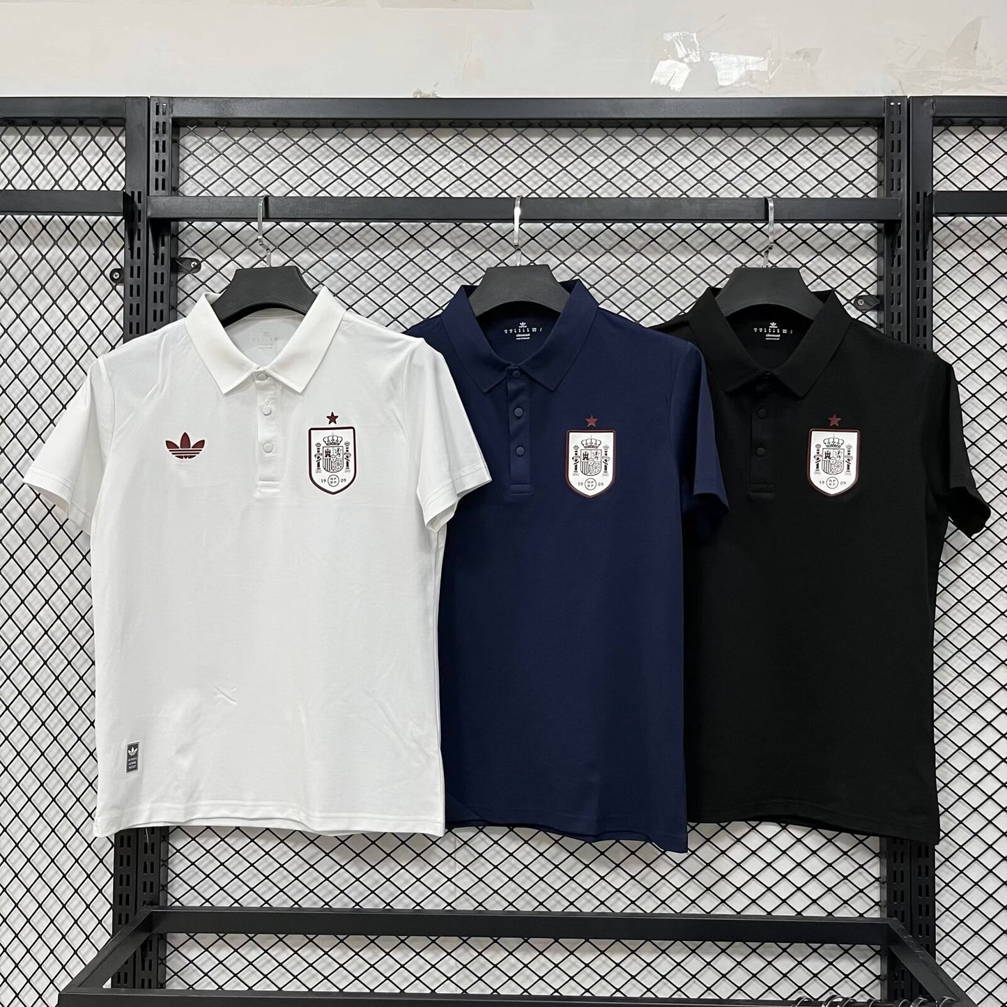 spain POLO T-shirt Black White Blue Jersey